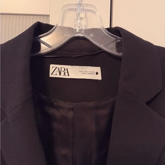 Zara Black Sleeveless Blazer Vest Open Sides Adjustable Size S - Picture 3 of 9